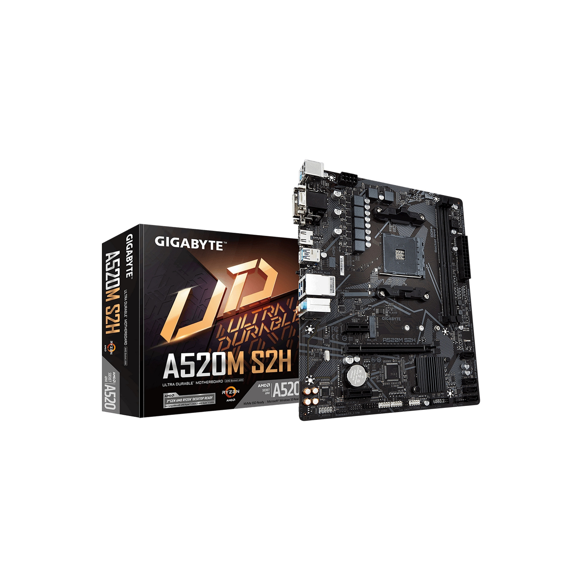 Mainboard Gigabyte A520M-S2H (AMD A520, Socket 1200, m-ATX, 2 khe RAM DDR4) - Hàng Chính Hãng