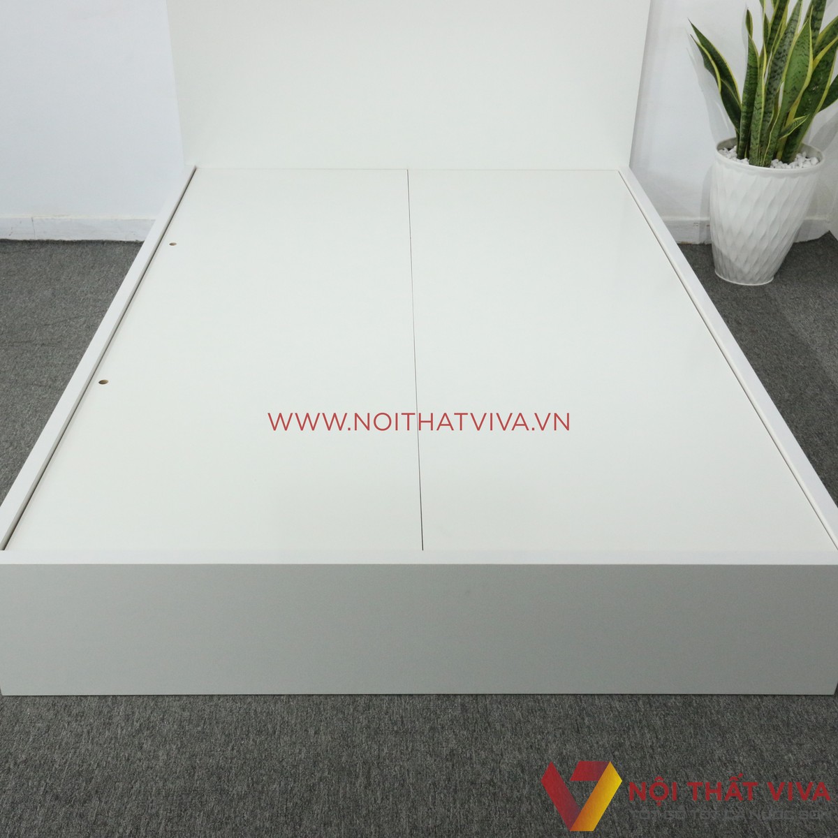 Giường Ngủ MDF Phủ Melamine Màu Trắng Đẹp Giá Rẻ