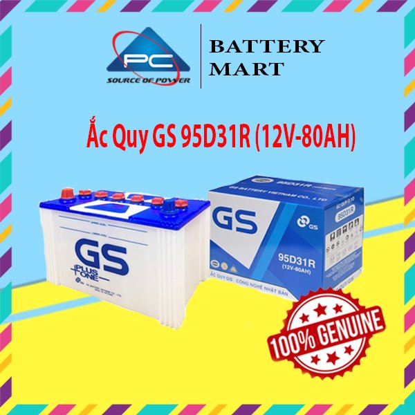 Bình Ắc Quy  Nước 12V-80Ah, Ắc Quy Ô Tô GS 95D31R