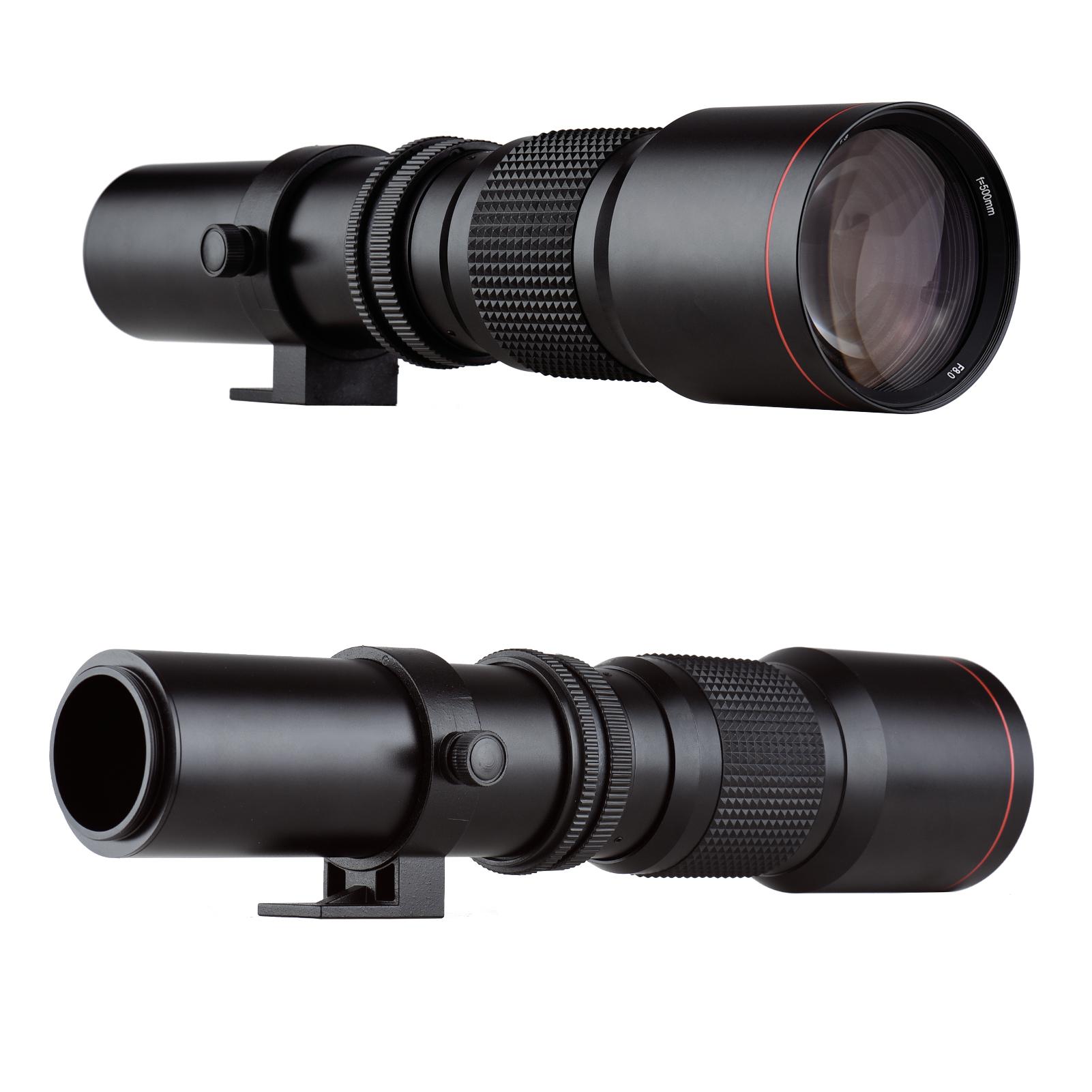 Camera Super Telephoto Lens 500mm F/8.0-32 Manual Zoom T-Mount+2X 500mm Teleconverter Lens+T2-EOS Adapter Ring for Canon