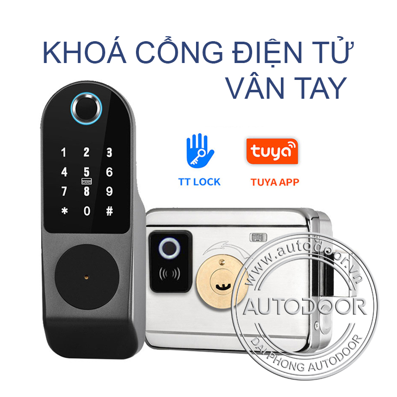 Khóa cổng RL-067 thẻ, vân tay , mật khẩu , kết nối Smartphone