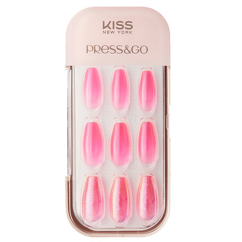 Bộ 30 Móng Tay Gel Tự Dán Press &amp; Go Kiss New York Nail Box - Pink Jelly (KPNC12K)