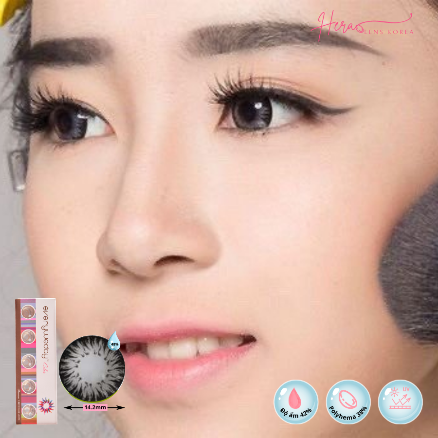 Kính Áp Tròng Hera Xám Đen Huyền Bí Không Độ MYSTIC GRAY Nhập Khẩu Hàn Quốc Lens Không Cận 1 Ngày