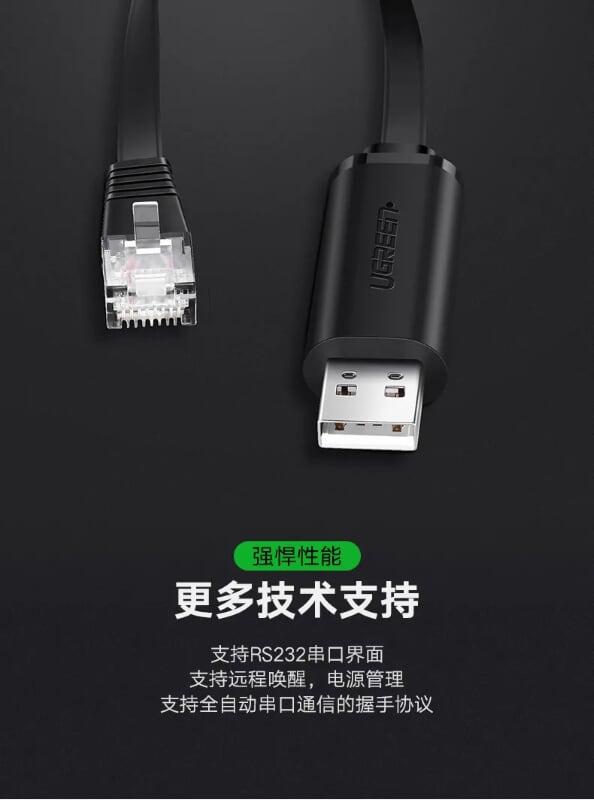 Ugreen UG50773CM204TK 1.5M màu Đen Cáp lập trình Console USB 2.0 sang LAN dương - HÀNG CHÍNH HÃNG