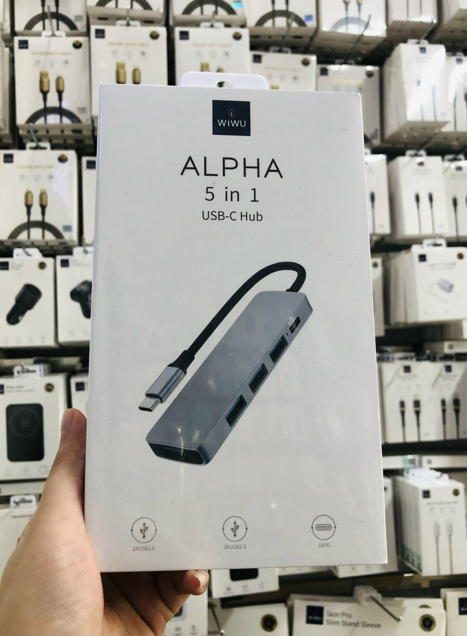 Hub Wiwu Alpha 5 in 1 A541BC dành cho macbook, laptop tốc độ truyền tải dữ liệu cao với cổng USB 3.0, SẠC NHANH PD TYPE-C 3.0 - Hàng chính hãng