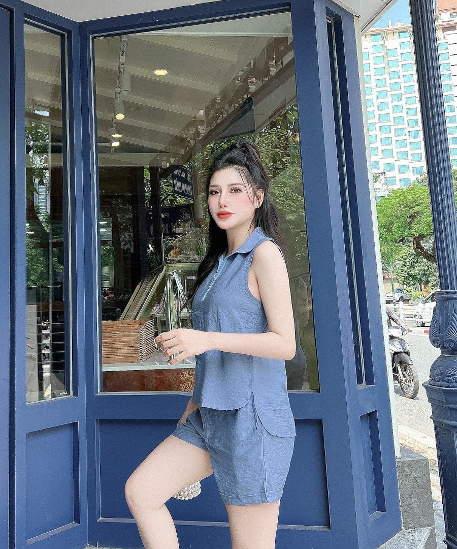 SET đồ bộ linen dạo phố phối dây kéo KIMMY - SET01