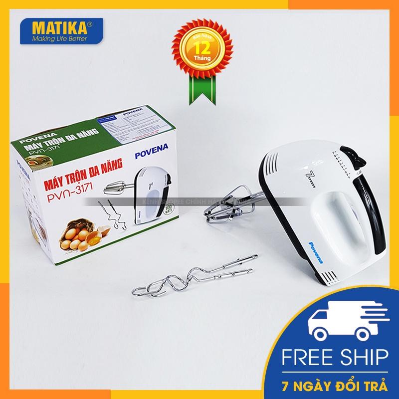 Máy đánh trứng POVENA máy trộn đa năng 2 đầu xoay 7 cấp độ tiện lợi PVN-3171 - Hàng chính hãng