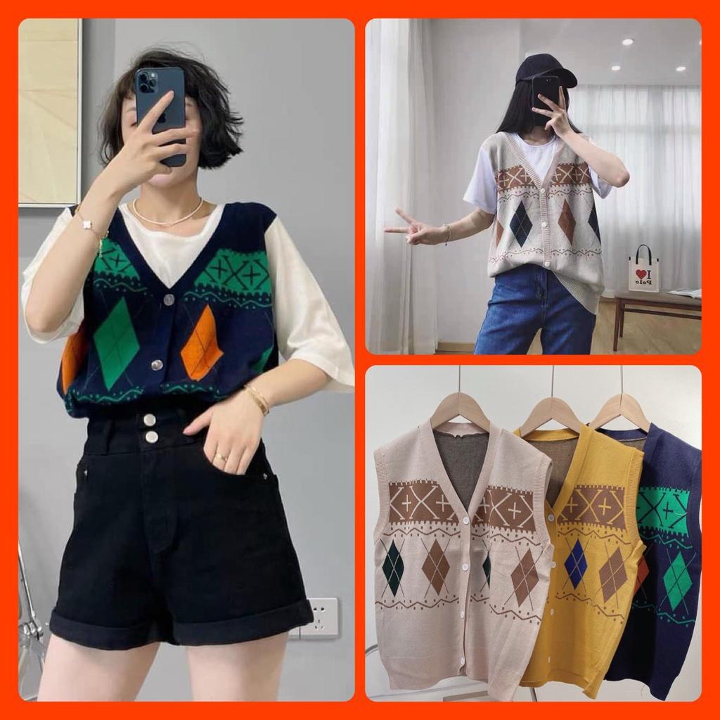 Áo gile len thổ cẩm trám hàng Quảng Châu Lyn Closet 3 màu G145L