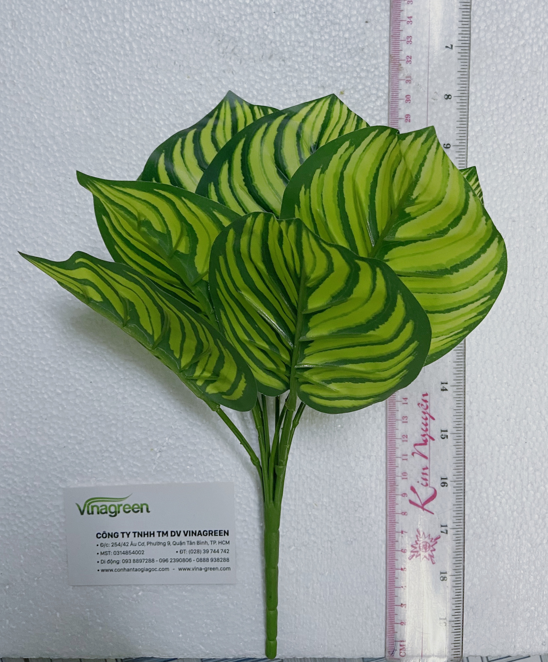 Cây đuôi công xanh giả trang trí nhà cửa, cây điểm trang trí, làm tường cây, cao 30cm, 9 nhánh lá - YY-179
