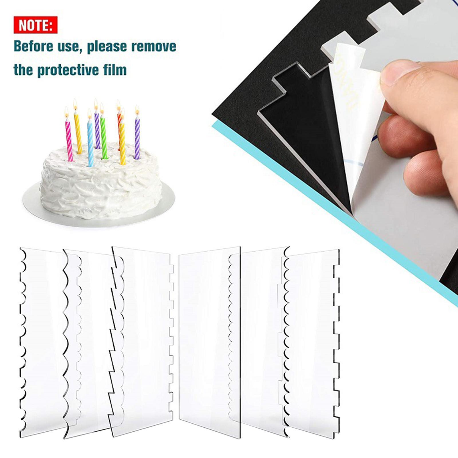6 Pieces Transparent Acrylic Cake Scraper Patterned Edge Scraper for Wedding