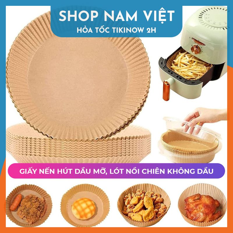 Đĩa Giấy Nến Thấm Dầu Lót Nồi Chiên Không Dầu, Chịu Nhiệt, Không Dính, Hút Dầu Mỡ - Set 20 Đĩa Giấy Nến