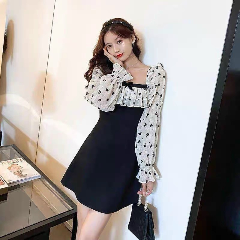 ĐẦM SUÔNG CỔ U HOA FLORAL