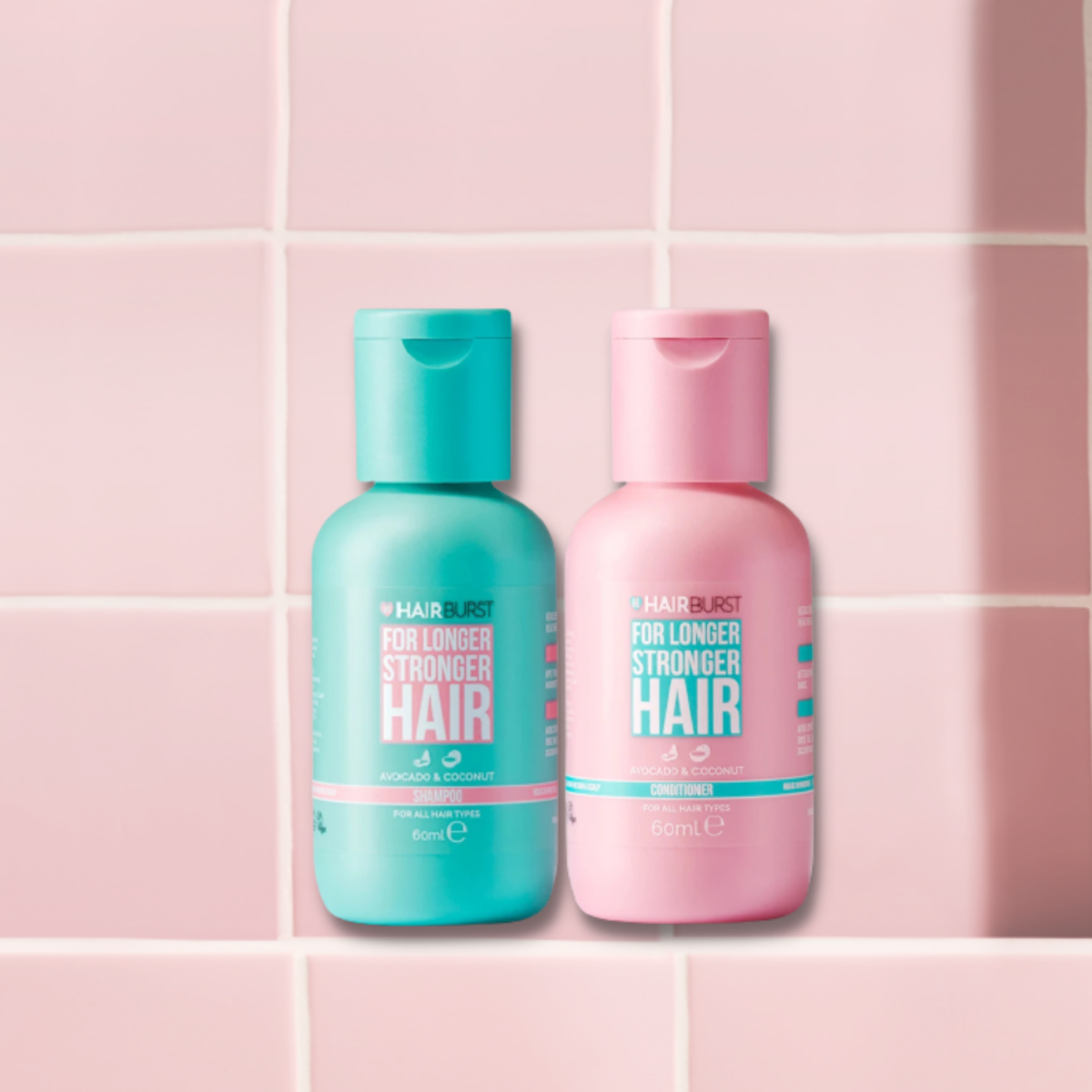 Set gội xả Hairburst Stronger Longer Hair - Travel Size 60ml/chai