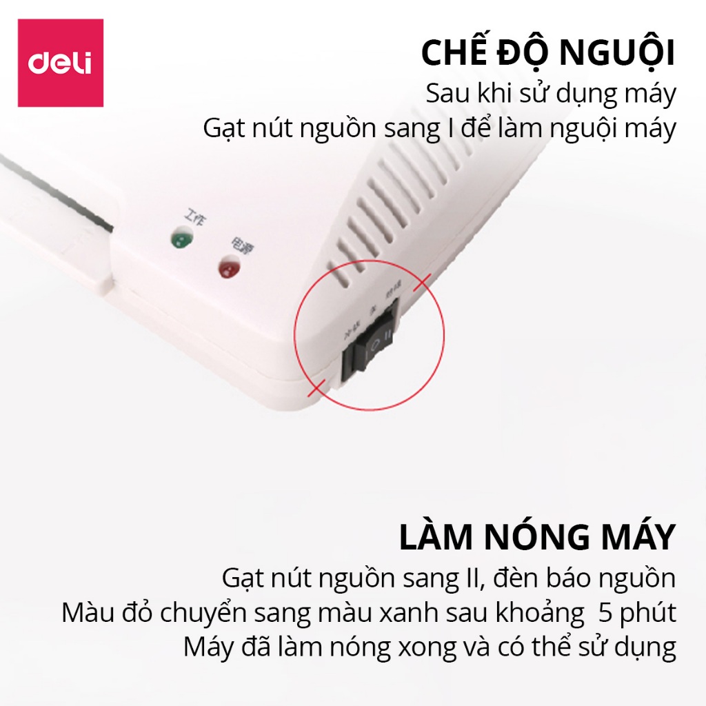 Máy Ép Plastic Khổ A3 DELI 3899 Máy Ép Nhiệt Bảo Vệ Tài Liệu Máy Cán Màng Ảnh Ép Giấy Tờ Poster