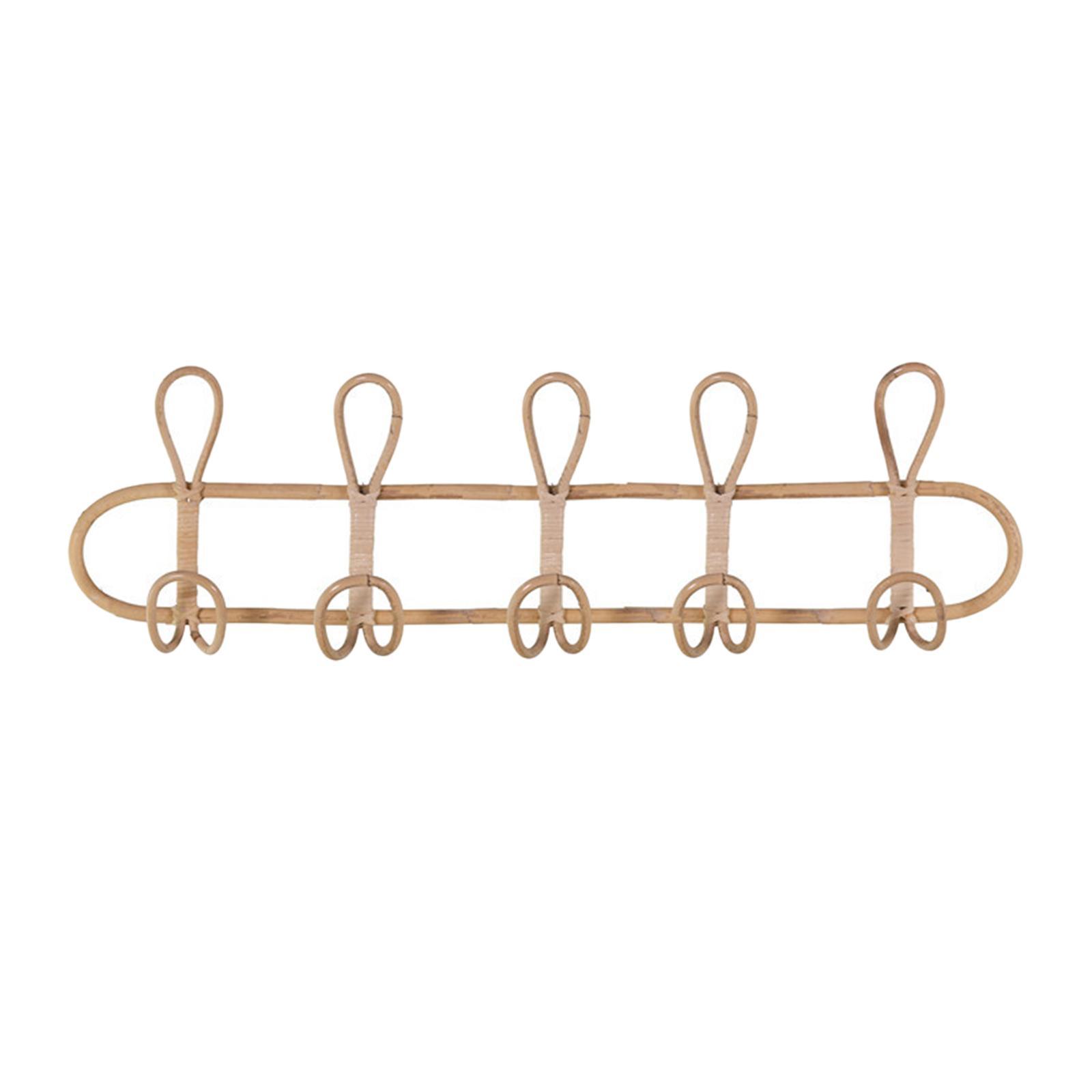 Rack Rattan Ornament Hanging Storage Organizer Hooks Holder Clothes Hooks Door Hanger for Living Room Porch Door Farmhouse Bedroom