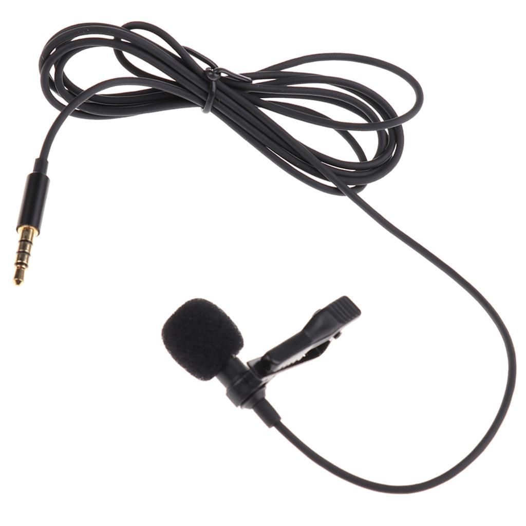 Black 3.5mm Lavalier Microphone with Microphone Adapter Cable for Smartphone