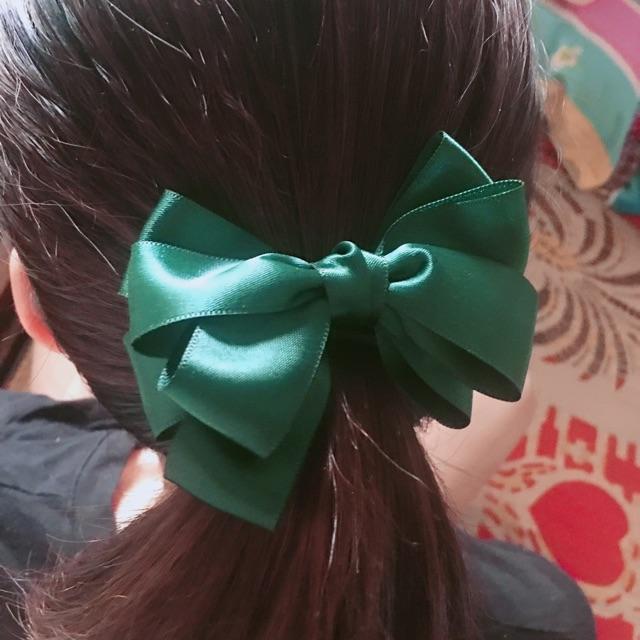 Kẹp  nơ lụa satin 2 tầng