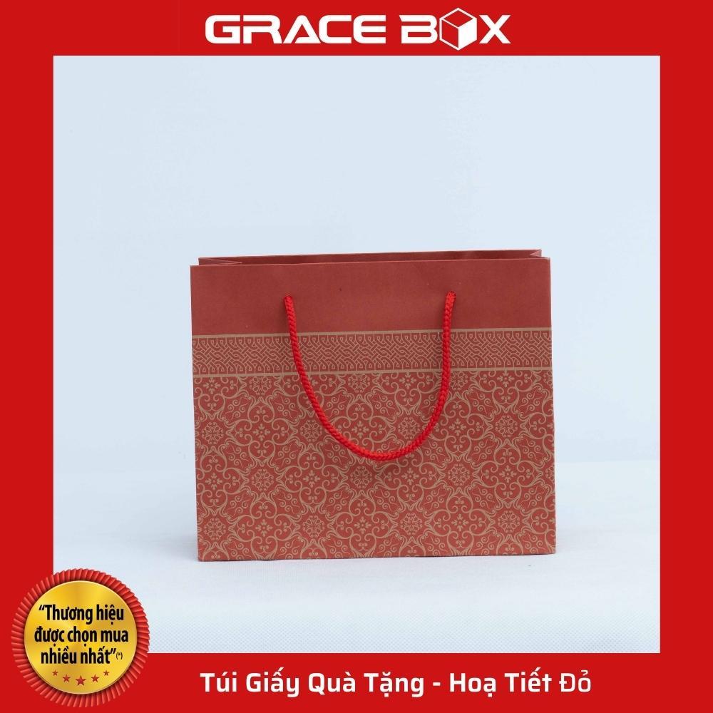 Túi Giấy Quà Tặng - Họa Tiết Đỏ - 23 x 19 x 9 cm