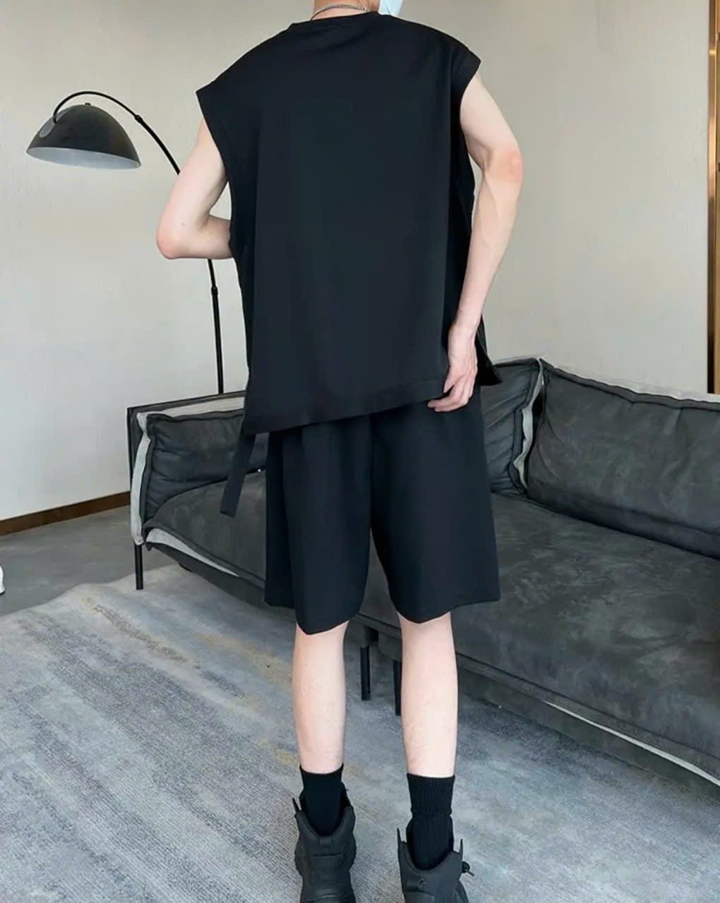 Bộ Thun Nam Nữ TANKTOP Ba Lỗ Unisex Chất Xốp Tổ Ong Phối Dây Cao Cấp