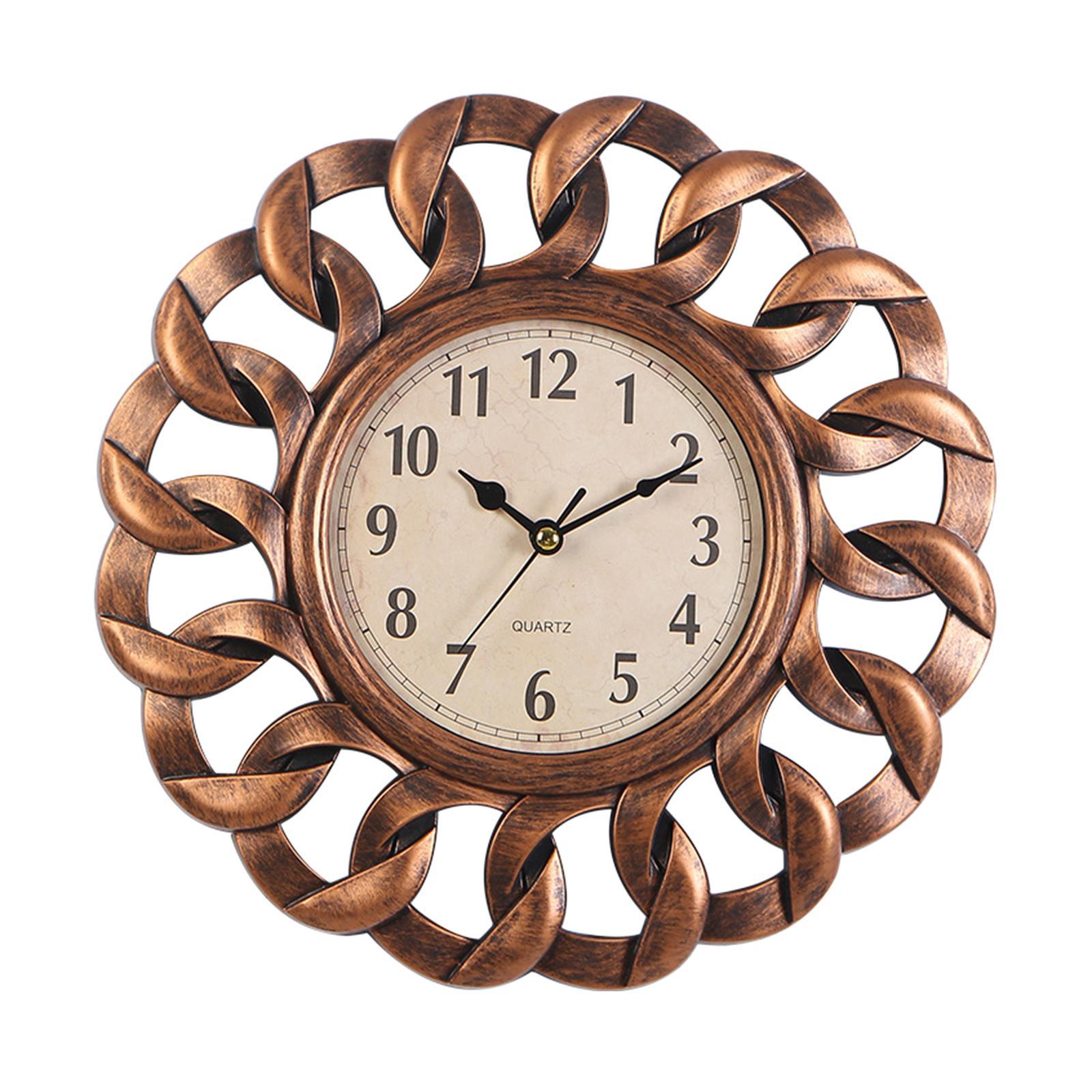 Retro Wall Clock, Round Non Ticking Hanging Clocks for Bedroom Coffee shop decorationation