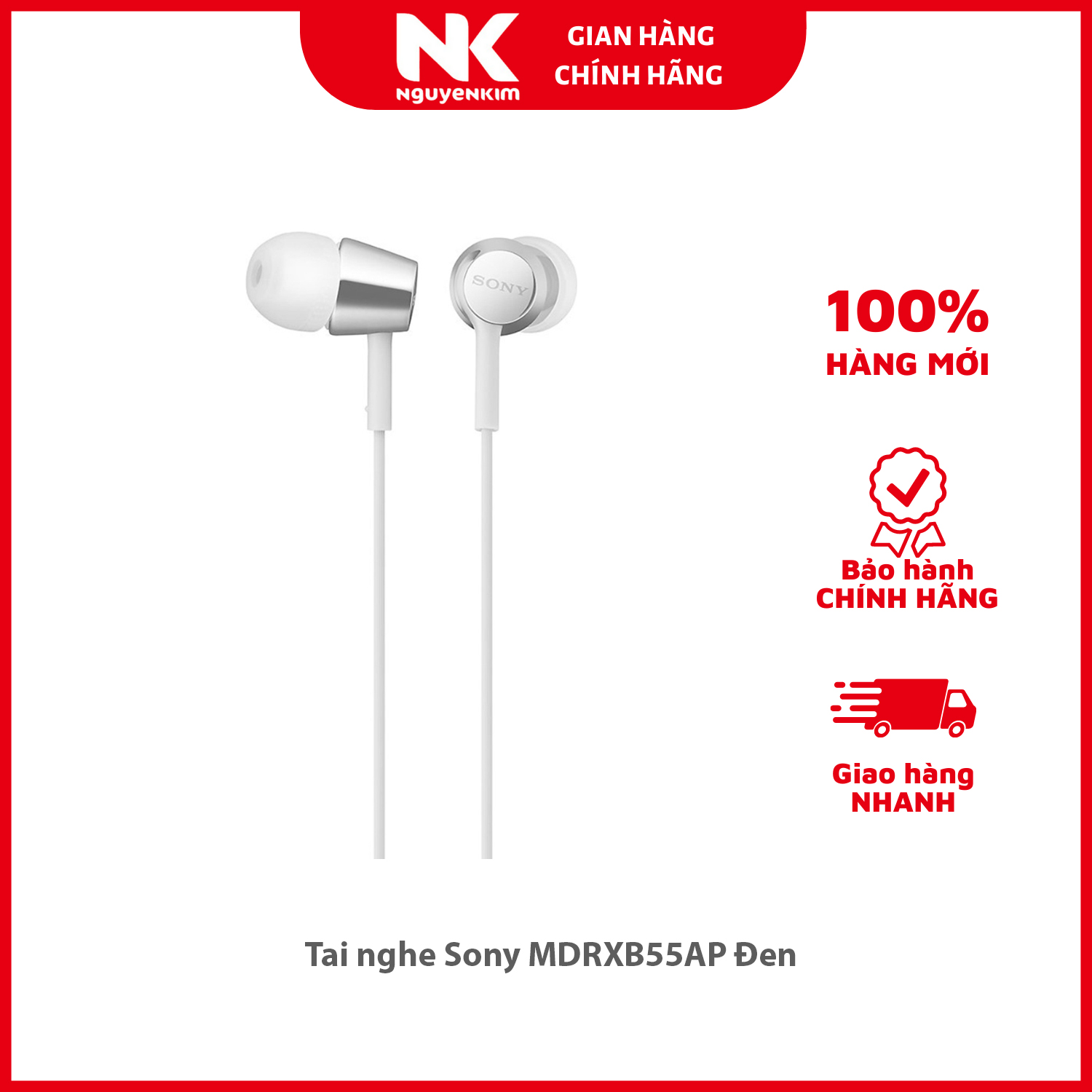 Tai nghe có dây Sony MDR EX155AP Trắng - Hàng Chính Hãng