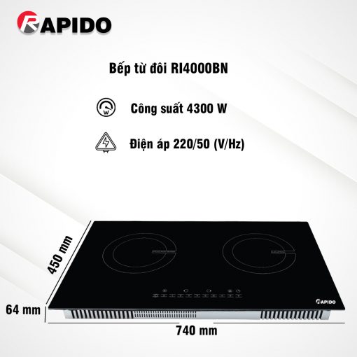 Bếp từ đôi Rapido RI4000BN hàng chính hãng