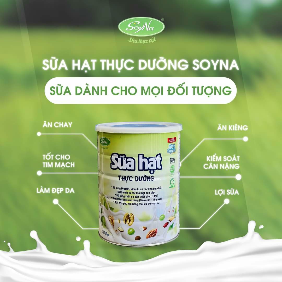 Combo 2 hộp Sữa hạt thực dưỡng Soyna 800g tặng kèm 2 hộp sữa hạt 300g hoặc 2 hộp sữa mầm gạo lứt 300g
