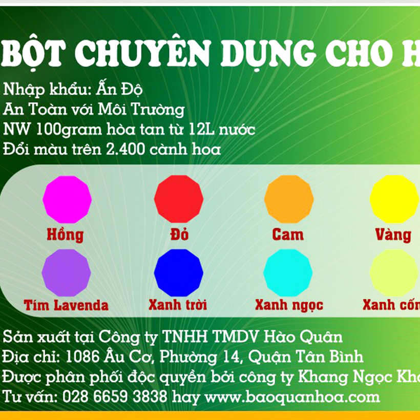 BỘT NHUỘM HOA TƯƠI GIÚP ĐỔI MÀU HOA CẮT CÀNH