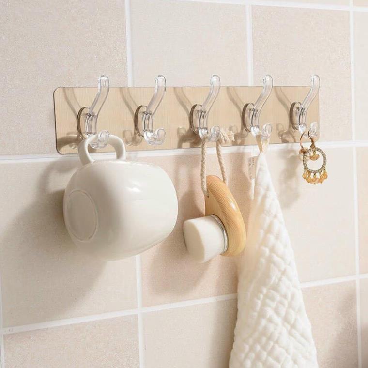 Thanh Móc Treo Đồ 6 Móc Siêu Dính Dán Tường Nhà Tắm,Nhà Bếp,Tủ Quần Áo - Vận Chuyển Miễn Phí Toàn Quốc