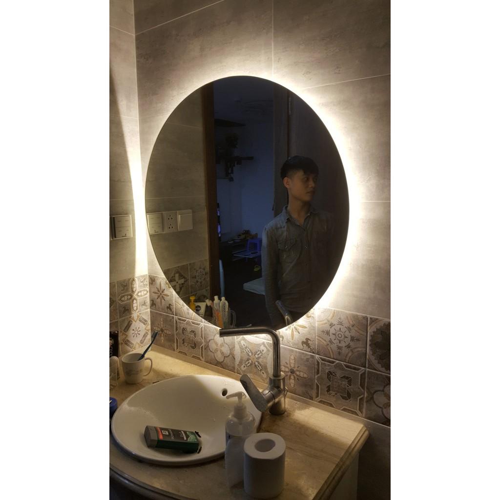 Gương tròn đèn led trang điểm treo tường cảm ứng thông minh kích thước D60 - guong mirror