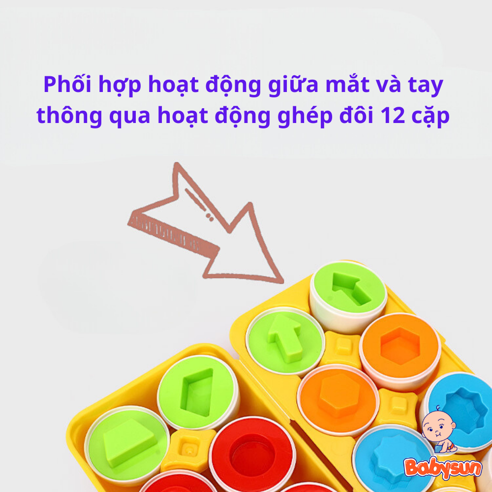 Trò chơi trứng matching egg, sét trứng ghép đôi matching đầu đời cho bé loại cao cấp có khay đựng 12 quả to