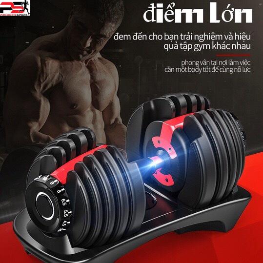 Tạ tay Dumbell 24kg điều chỉnh khóa số tự động,đa năng tạ đơn Cao Cấp