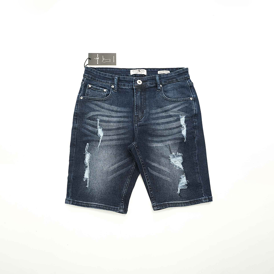 Quần Short Jeans Nam Rách Cao Cấp HUNTER X-RAYS  Form Slimfit Thun Màu Xanh S56