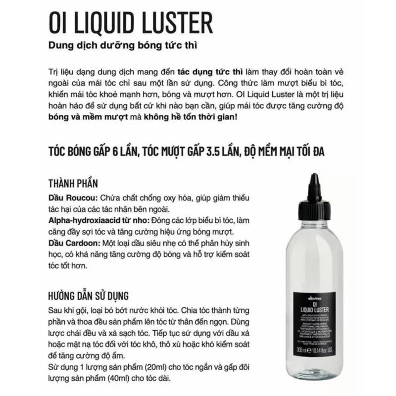 Dưỡng chất tạo bóng tức thì Davines Liquid luster Oi Italia 300ml New + Gội xả gói Karseell