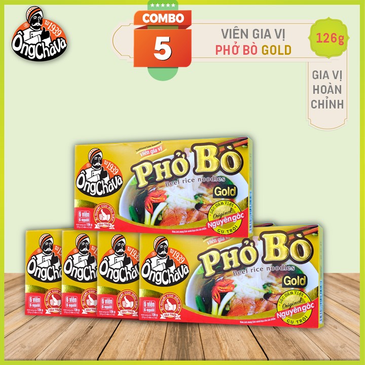 Combo 5 Hộp Viên Gia Vị Phở Bò Gold Ông Chà Và 126g