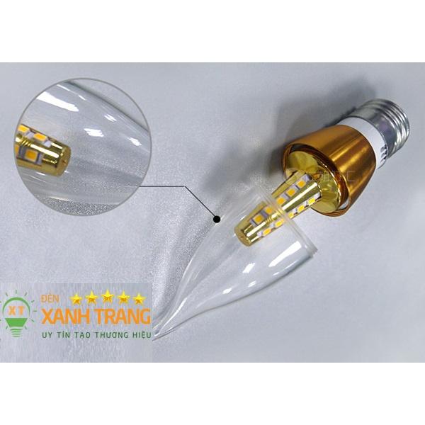 Bóng đèn led nến 5W ánh sáng vàng đui E14, E27 thay thế cho bóng đèn tường, đèn chùm cũ
