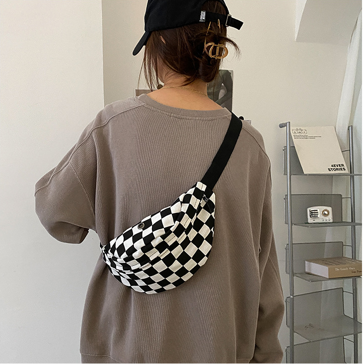 Túi đeo chéo bao tử đeo ngực Caro Ulzzang đa năng thời trang checker board cho học sinh sinh viên giá rẻ