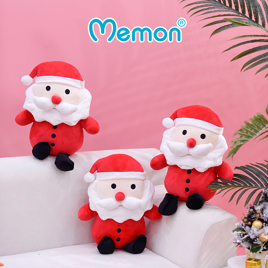 Gấu Bông Ông Già Noel Cúc Đen 30cm, 40cm Cao Cấp Memon - Gấu Bông Qùa Tặng Giáng Sinh