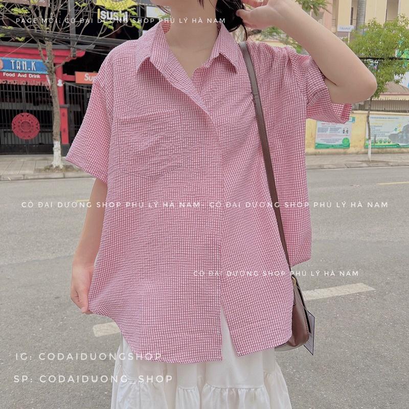 Sơ mi kẻ cộc tay nẹp 662
