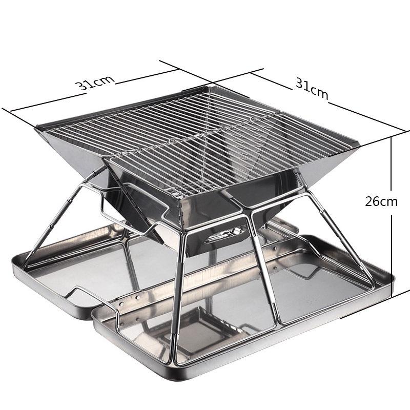 Bếp nướng than hoa ngoài trời cao - Bếp Nướng BBQ Không Khói Inox 304 - Cỡ vừa cho 4 đến 6 người 31x31cm