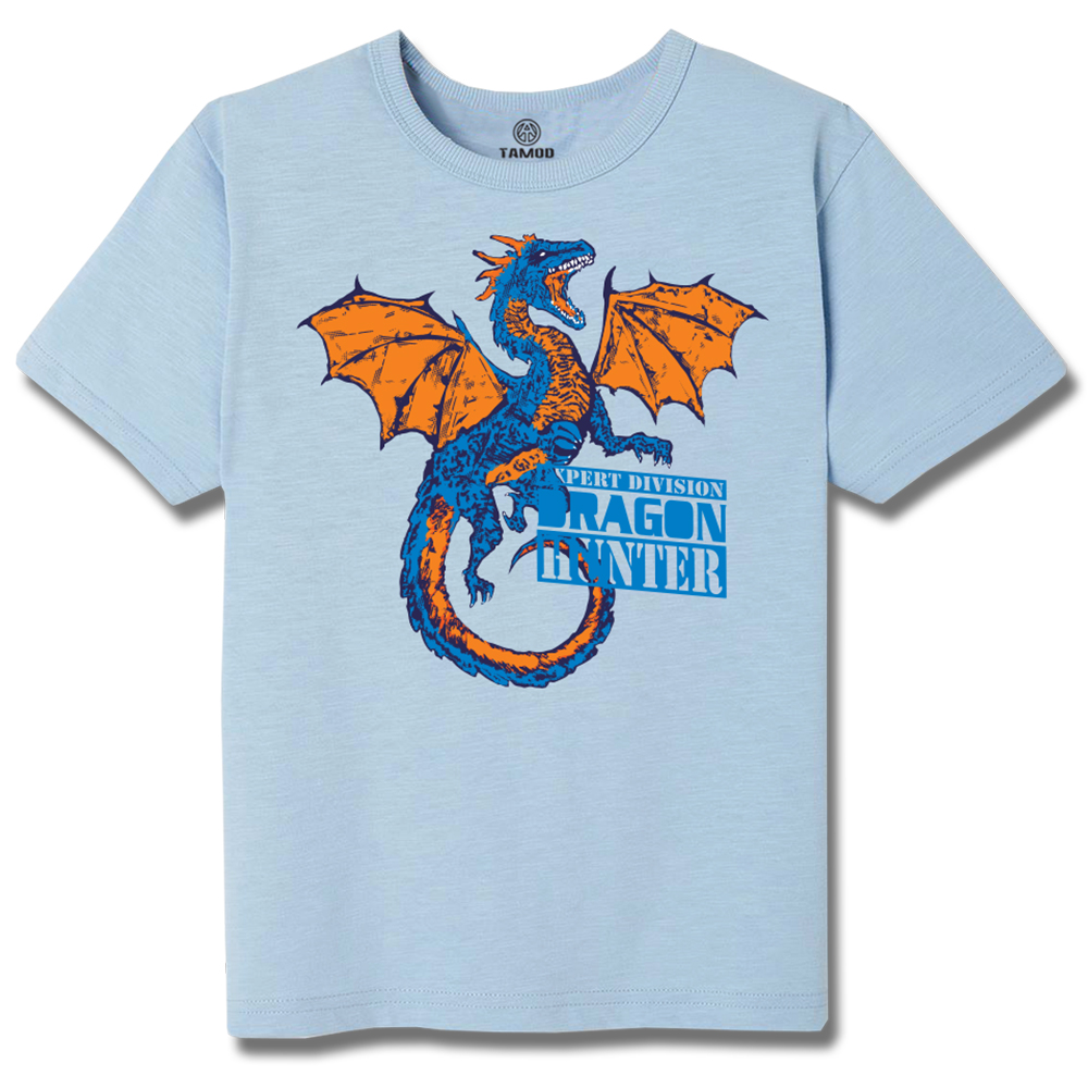 áo Rồng Dragon màu xanh nhạt chất thun 4 chiều hiệu TAMOD kiểu dáng hoạt hình siêu ngầu cho bé Trai