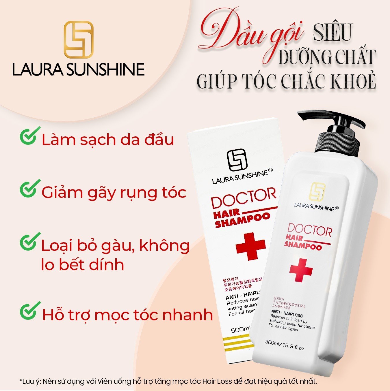 Doctor Hair Shampoo - Dầu gội hỗ trợ giảm rụng tóc - 500ml - Laura Sunshine