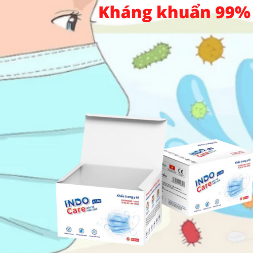 [ComBo Du Lịch 20] cái Khẩu Trang Tinh Dầu Tràm Trà Chống Say Tàu Xe - Khử Mùi Hơi Thở INDO CARE / Kháng Khuẩn 99% 4 lớp + Chai Nước Rửa Tay Khô chiết xuất Lá Ổi 100ml
