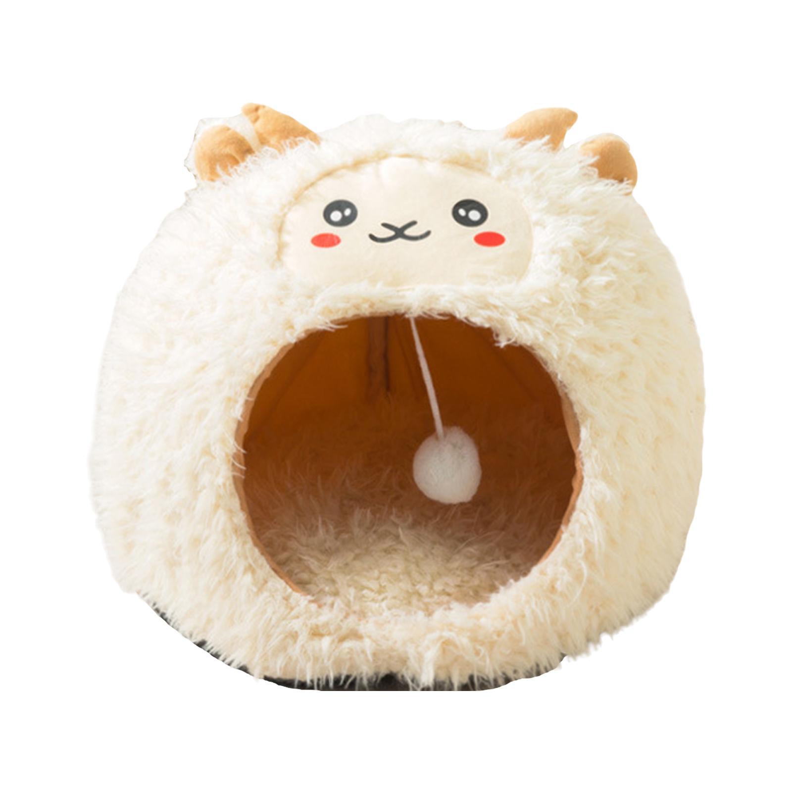Fleece Lamb Shaped Cave Sleep Adorable Kennel for Pet Supplies Kitty Dog