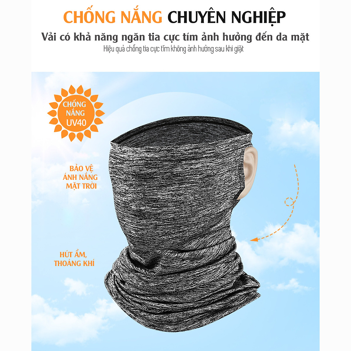 Khăn Trùm Đầu , Khăn Đa Năng , Khăn Trùm Mặt Che Nắng Đi Phượt Đa Năng Cao Cấp Chống Tia UV Vải Thoáng Khí, Mau Khô, Dễ Mặc Cho Nam Và Nữ Dành Cho Phượt Thủ