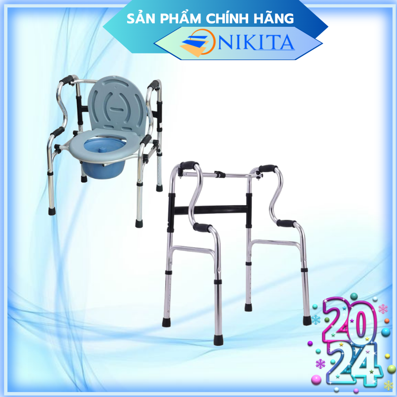 Khung tập đi tích hợp bô vệ sinh, khung hợp kim chắc chắn, dễ sử dụng, an toàn và tiện lợi, chính hãng Nikita