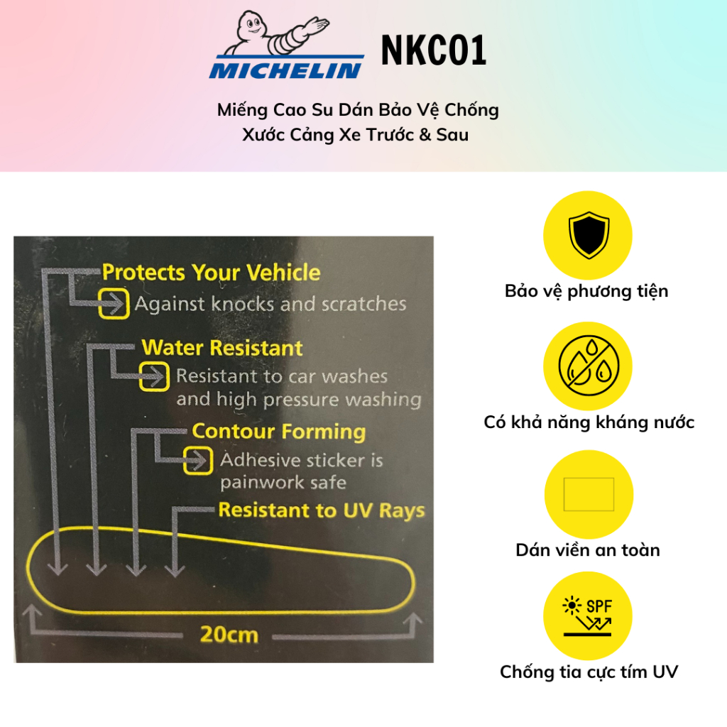 Miếng Cao Su Dán Bảo Vệ Chống Xước Cảng Xe Trước & Sau/Viền cửa & gương cánh xe hơi Michelin