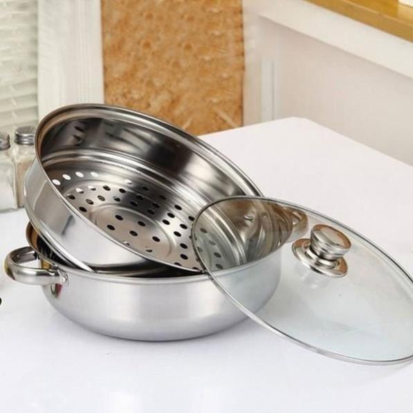 Nồi hấp inox 2 tầng cách thủy đa năng,Xửng hấp sôi,hấp bánh