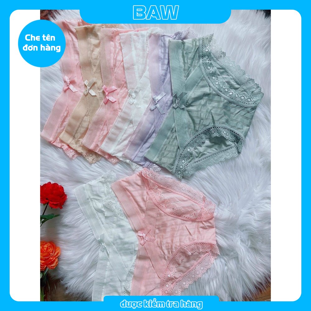 Quần Lót Nữ, Bộ 5 Quần Lót Ren Cao Cấp Cạp Chéo, Quần Lót Nữ Kháng Khuẩn Thương Hiệu BAW QLM9