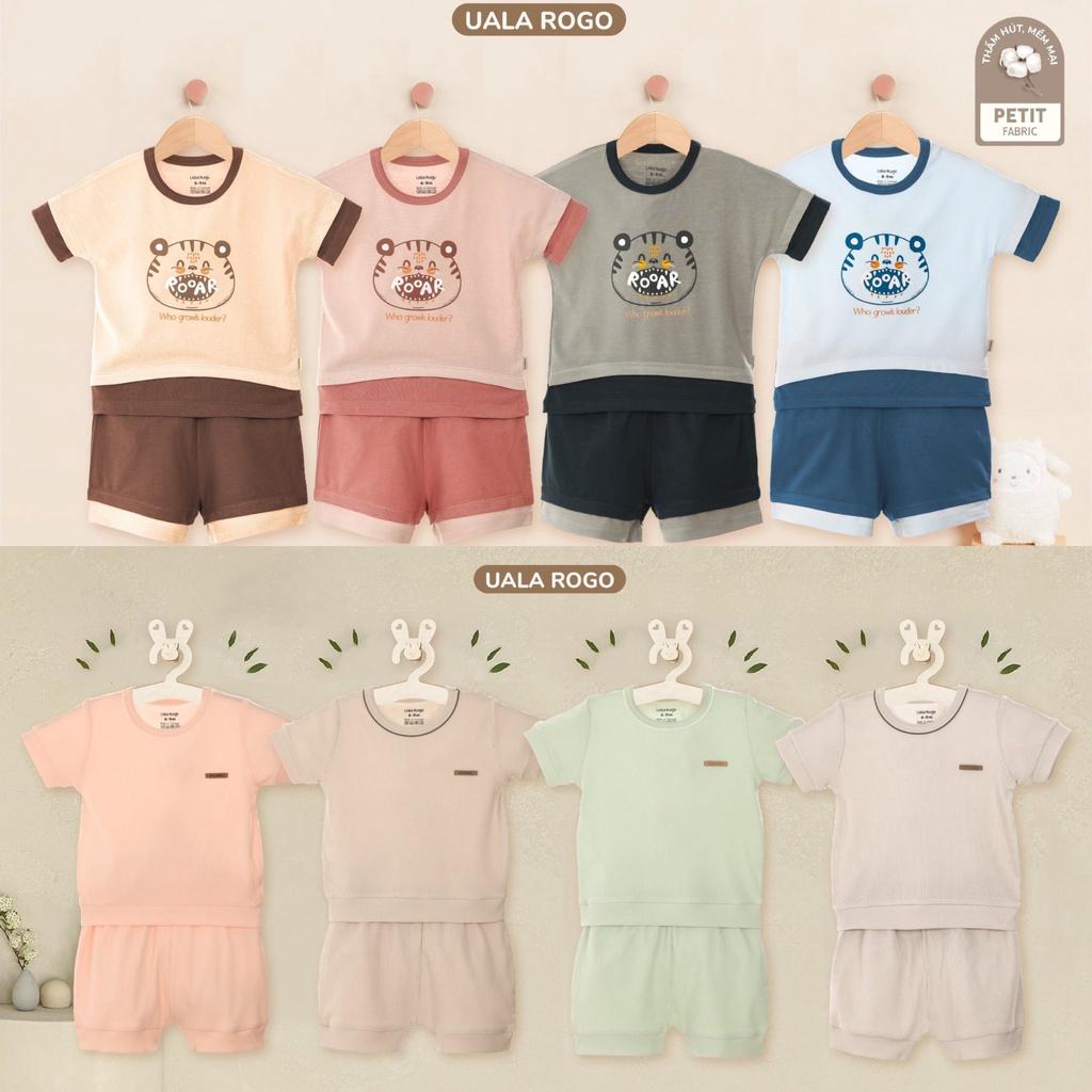 Bộ quần áo bé trai UalaRogo cộc tay 6 tháng đến 4 tuổi cotton tăm cổ tròn
